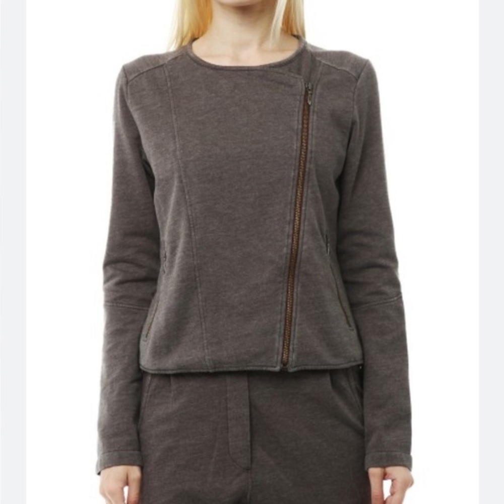 Banana Republic Zip Up Sweatshirt Moto Jacket in Charcoal Grey Size XS